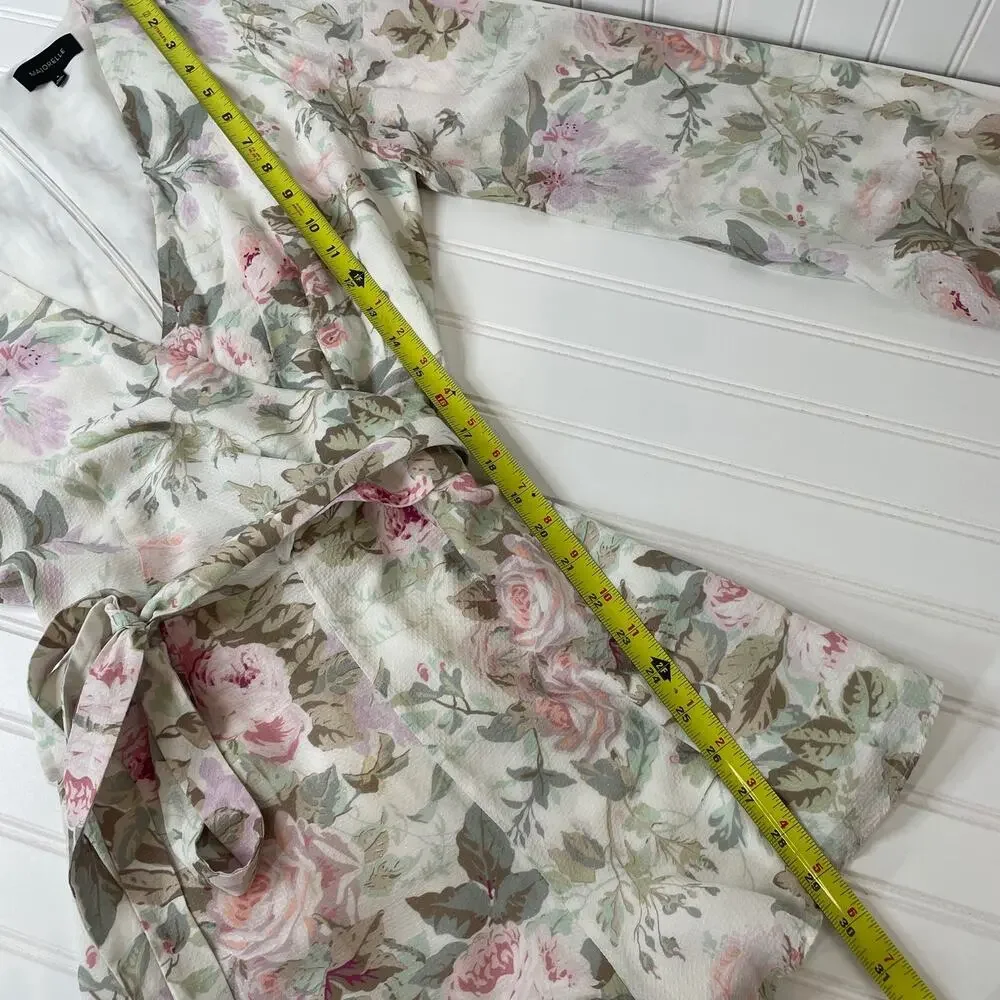 Majorelle Rosebud Floral Belted Faux Wrap Long Sleeve Romper Size M Boho Chic - Picture 11 of 11
